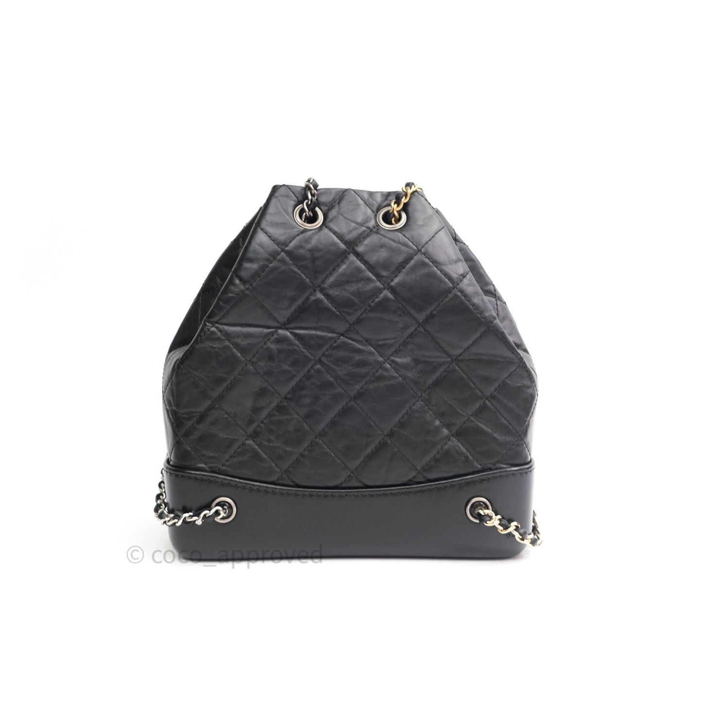 Chanel Gabrielle Backpack Black Aged Calfskin Small Black Mixed Hardware