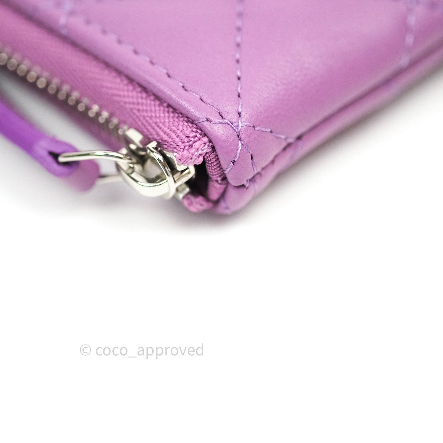 Chanel Quilted Small O Case Purple Lambskin Silver Hardware
