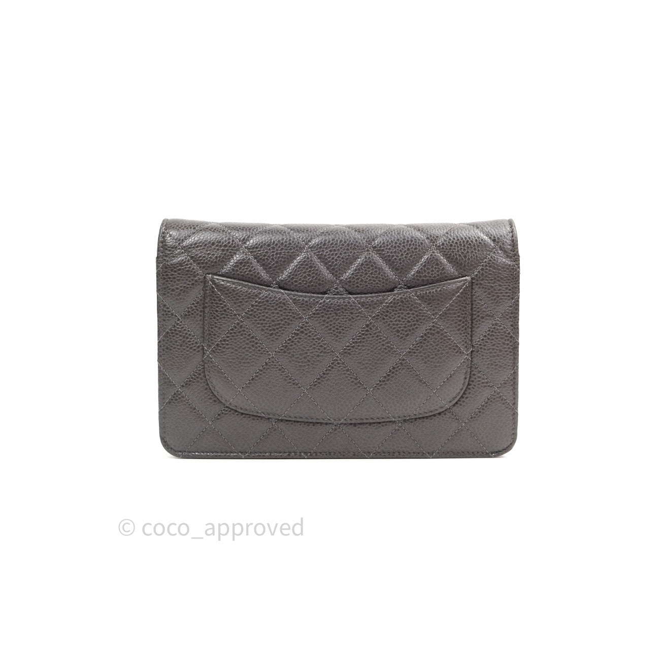 Chanel Quilted Wallet on Chain WOC Dark Grey Caviar Silver Hardware