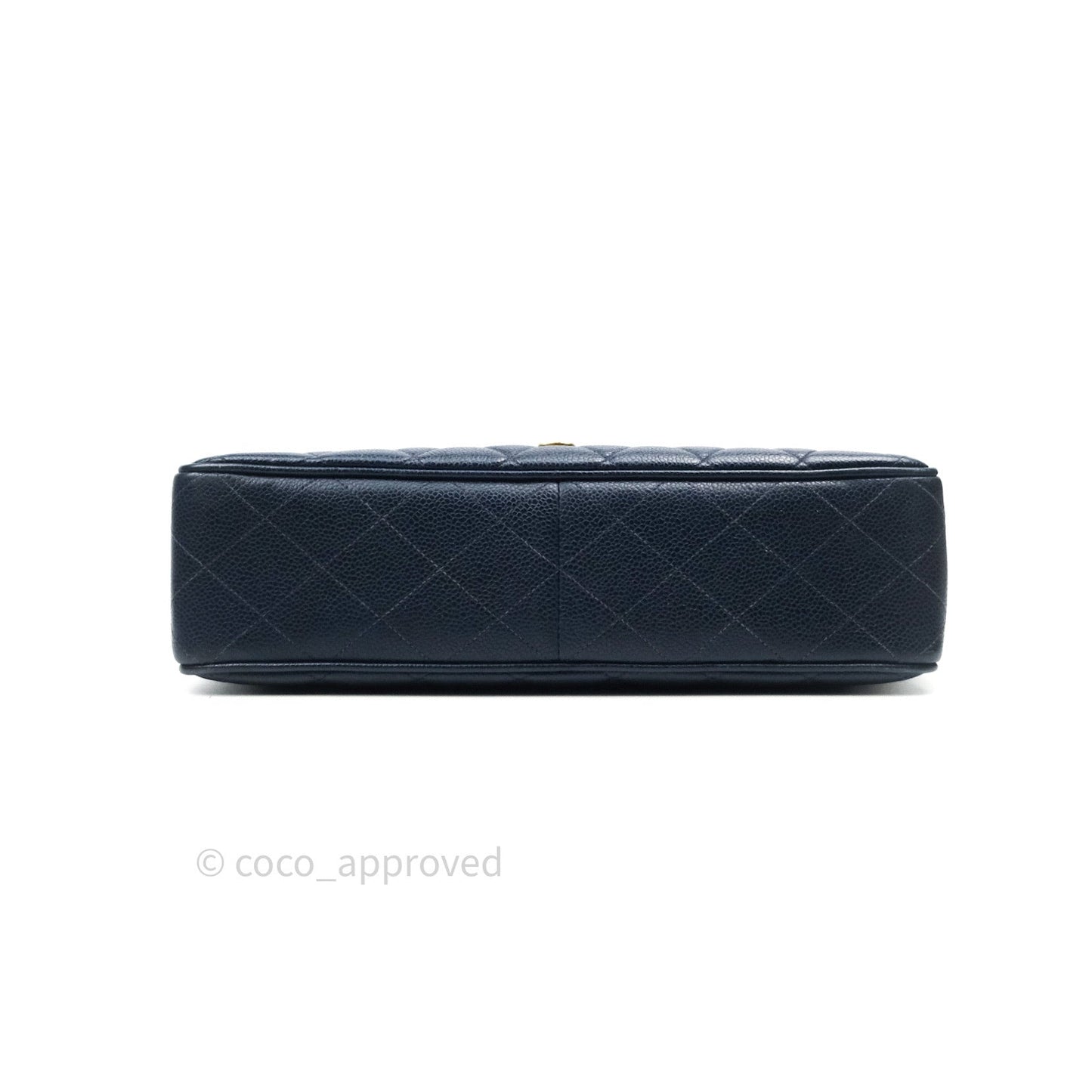 Chanel Vintage XL Jumbo Single Flap Navy Caviar 24K Gold Hardware