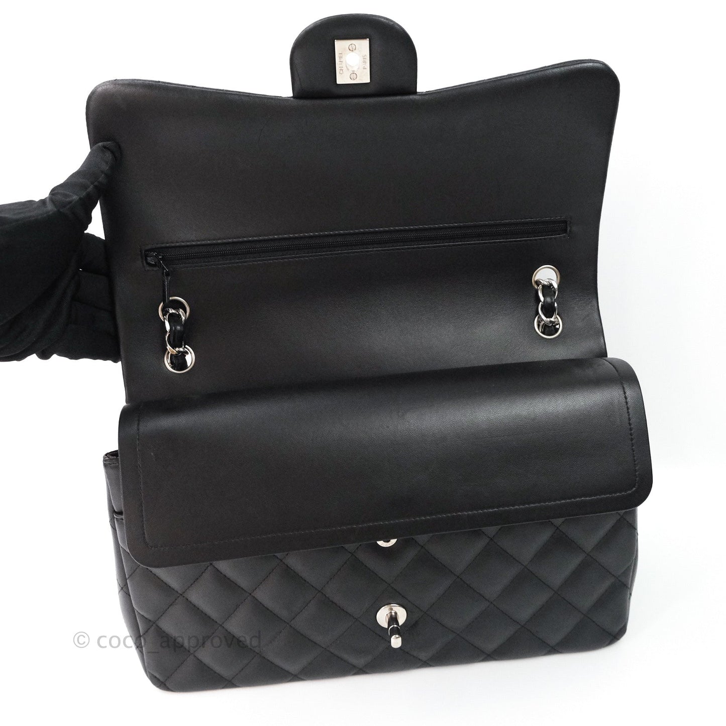 Chanel Jumbo Double Flap Black Lambskin Silver Hardware⁣⁣