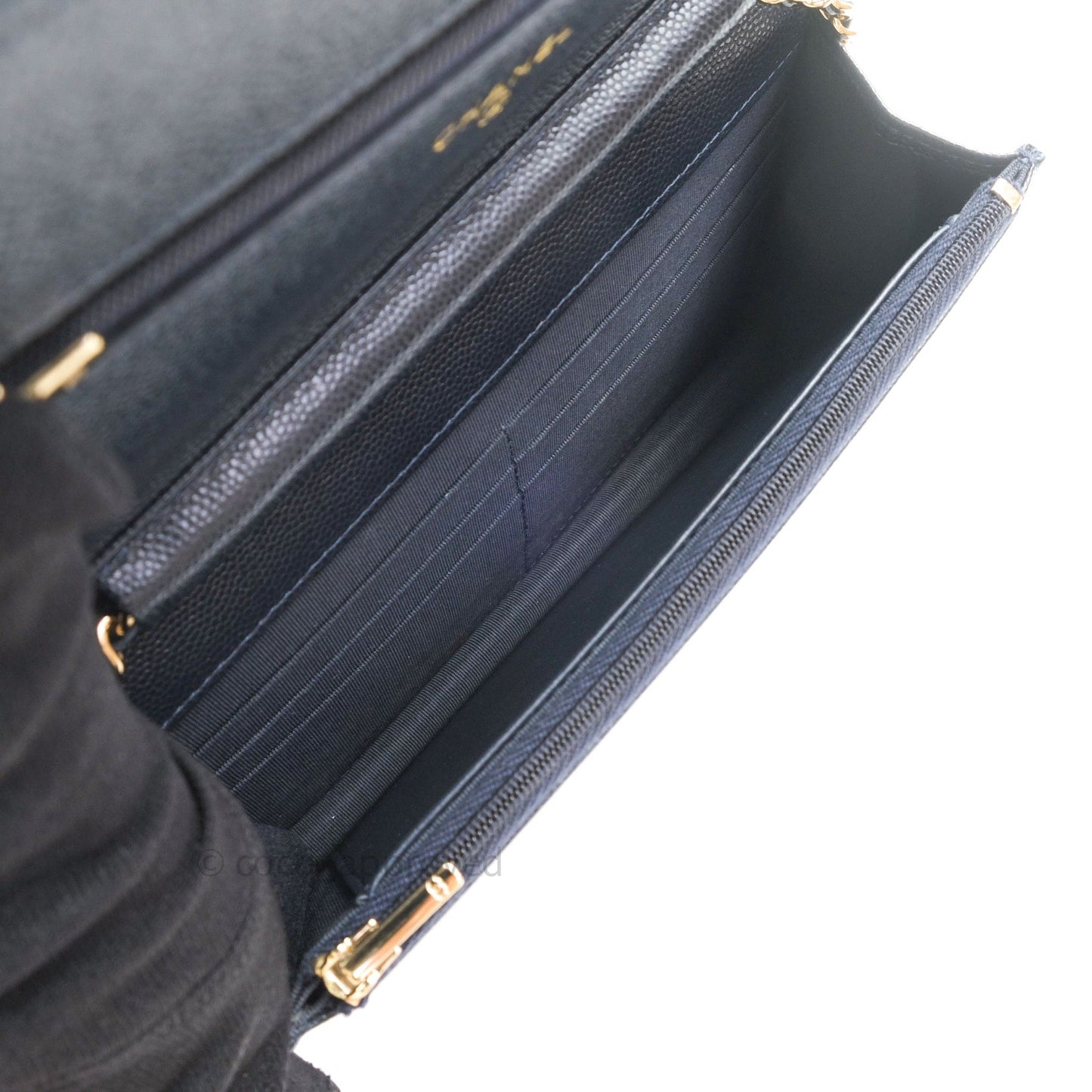 Chanel Quilted Wallet on Chain WOC Navy Caviar Gold Hardware