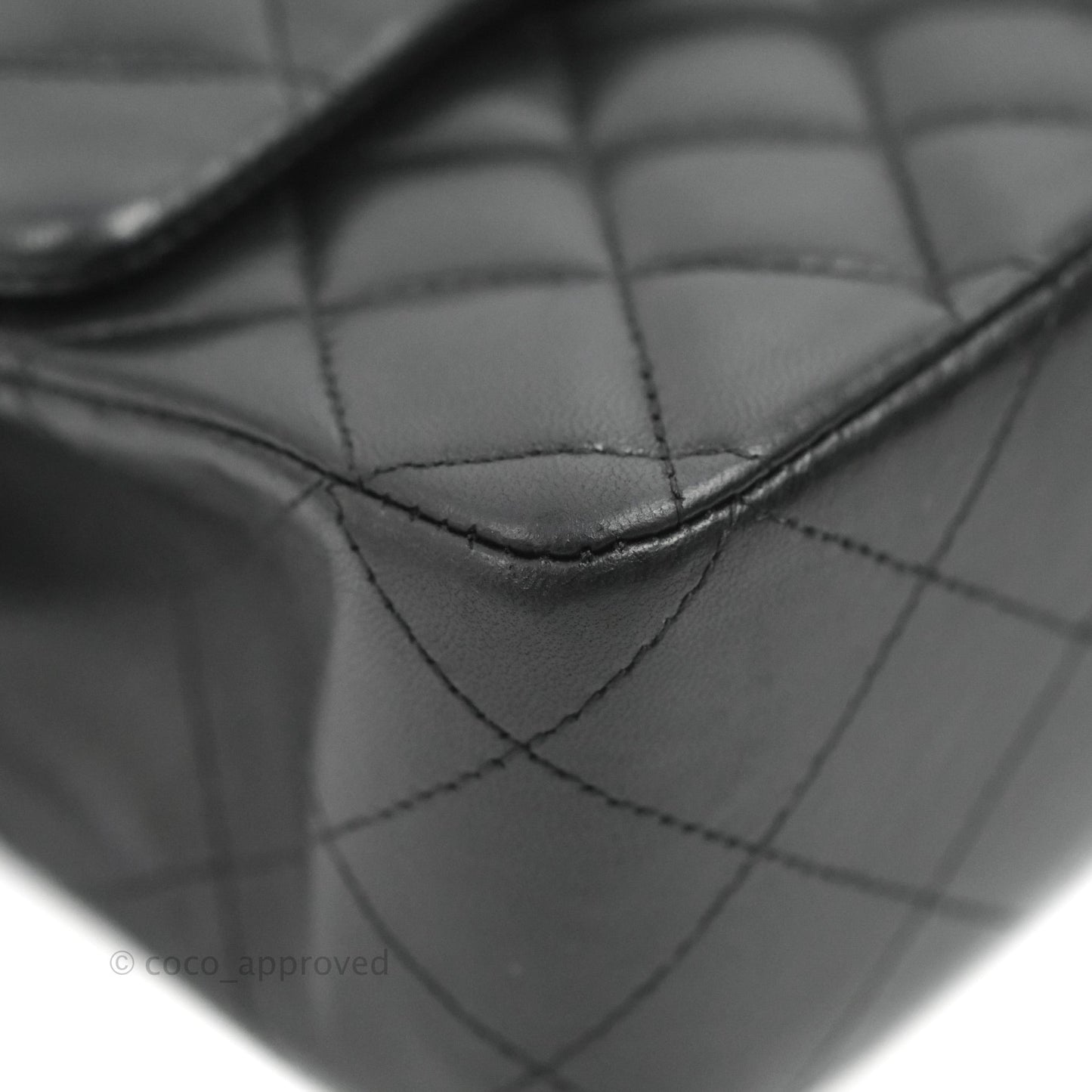 Chanel Classic M/L Medium Flap Quilted Black Lambskin Silver Hardware