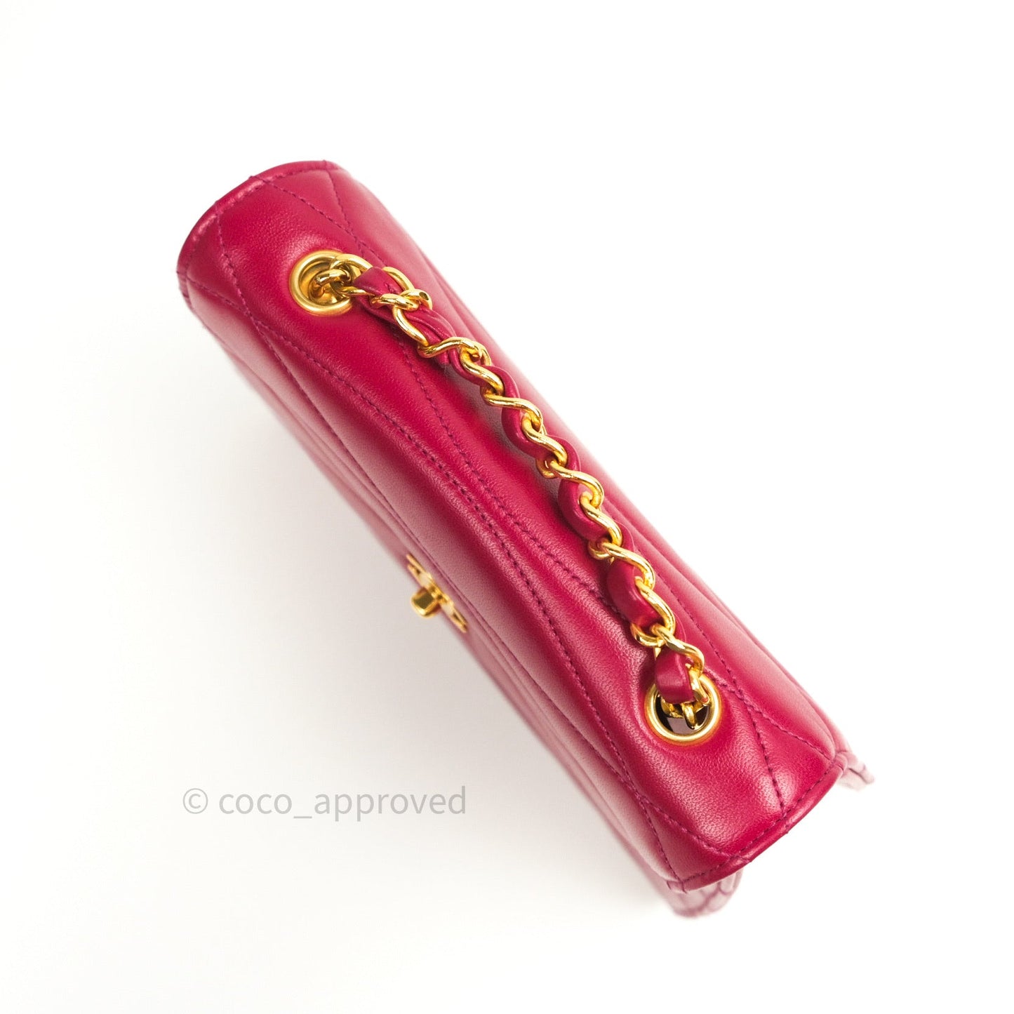 Chanel Vintage Dark Red Pink Lambskin 24K Gold Hardware