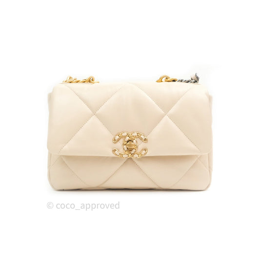 Chanel 19 Small Beige Goatskin Mixed Hardware 20B