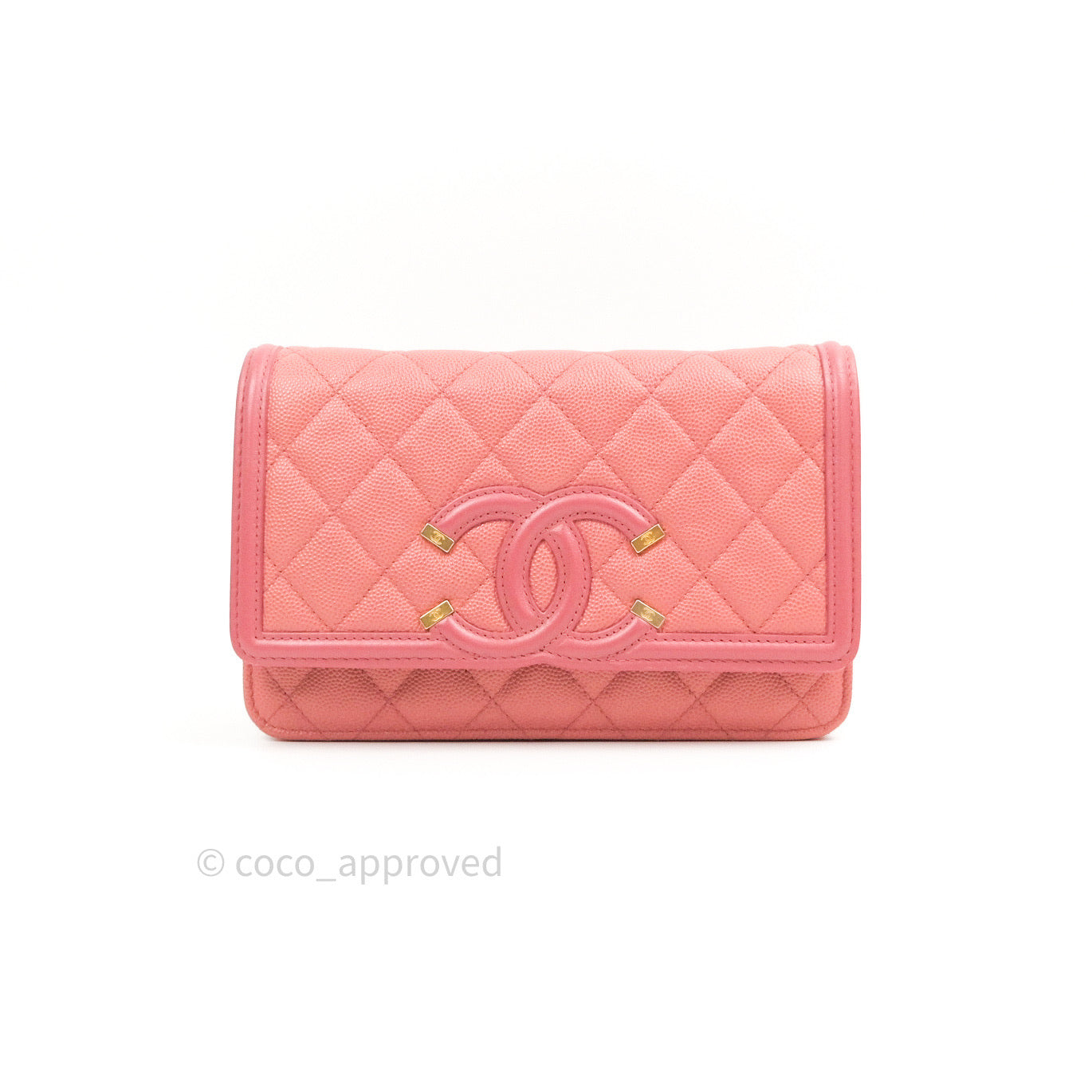 Chanel Filigree Wallet on Chain WOC Pink Caviar Gold Hardware