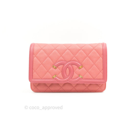 Chanel Filigree Wallet on Chain WOC Pink Caviar Gold Hardware