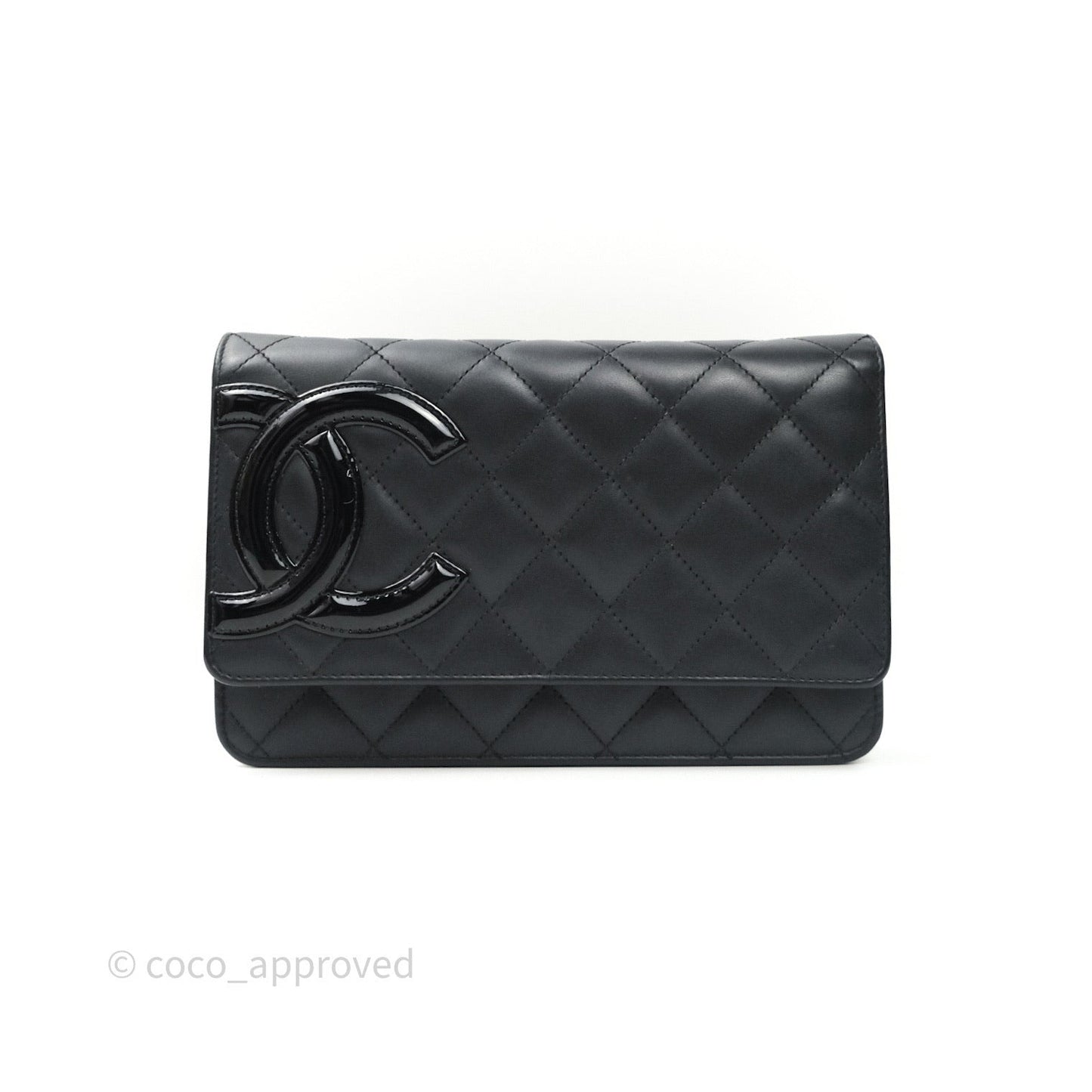 Chanel Quilted Wallet on Chain WOC Cambon Black Calfskin Silver Hardware