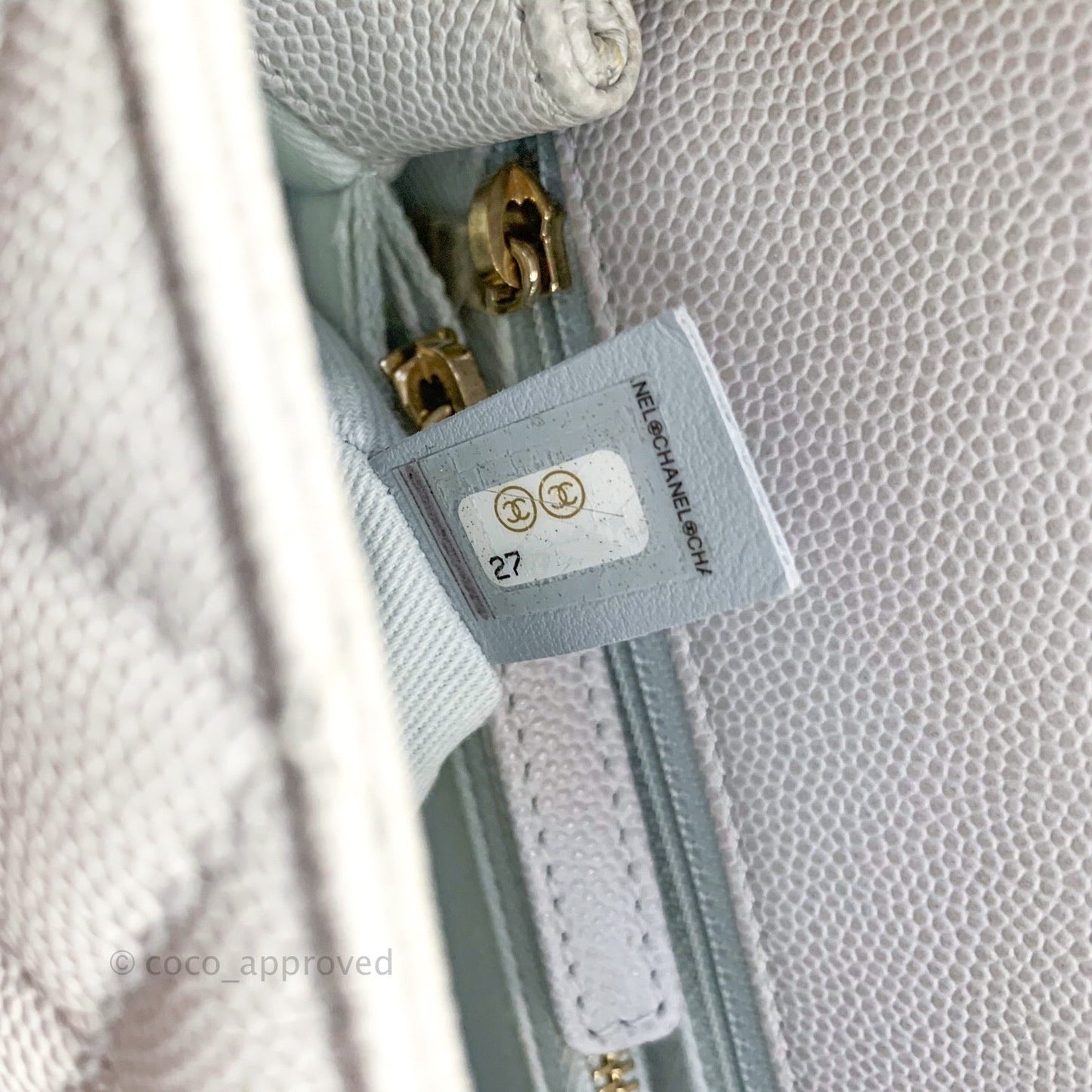 Chanel Small Coco Handle Quilted Light Grey Light Gold Hardware
