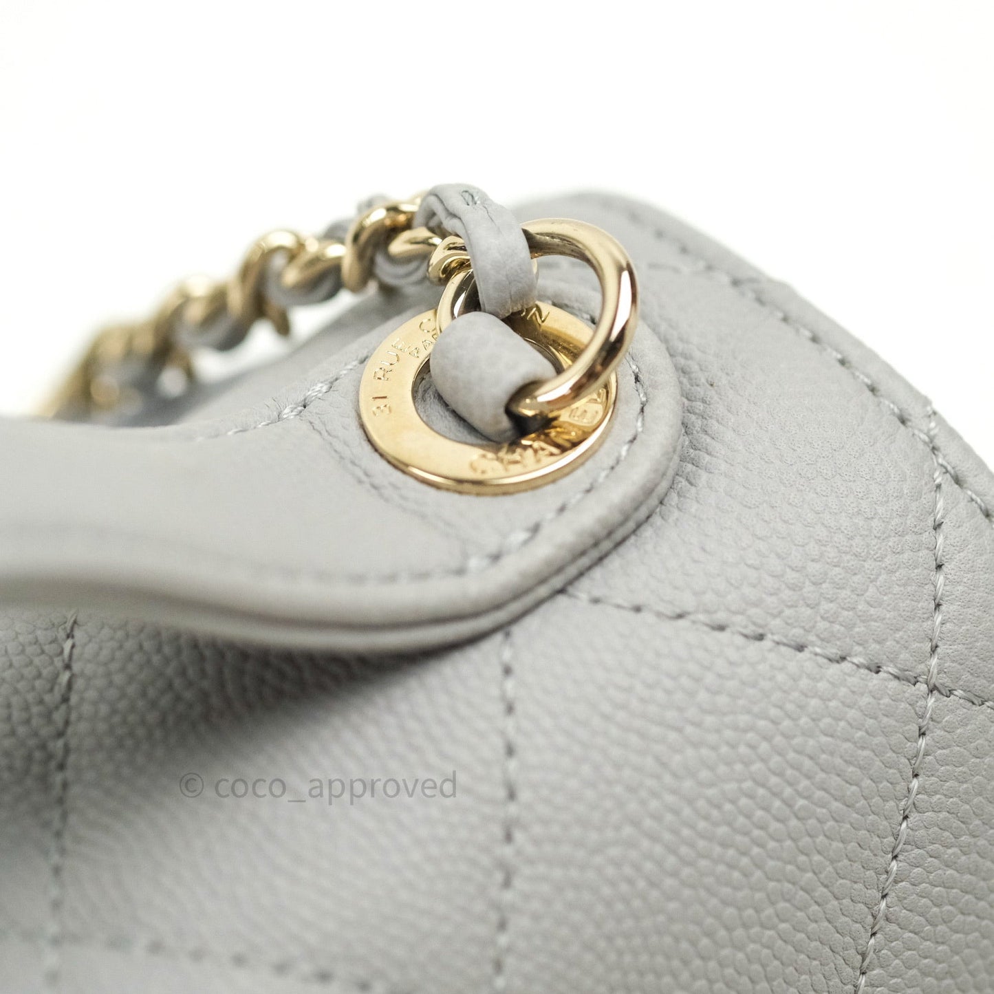 Chanel Caviar Quilted Small Business Affinity Flap Grey Light Gold Hardware