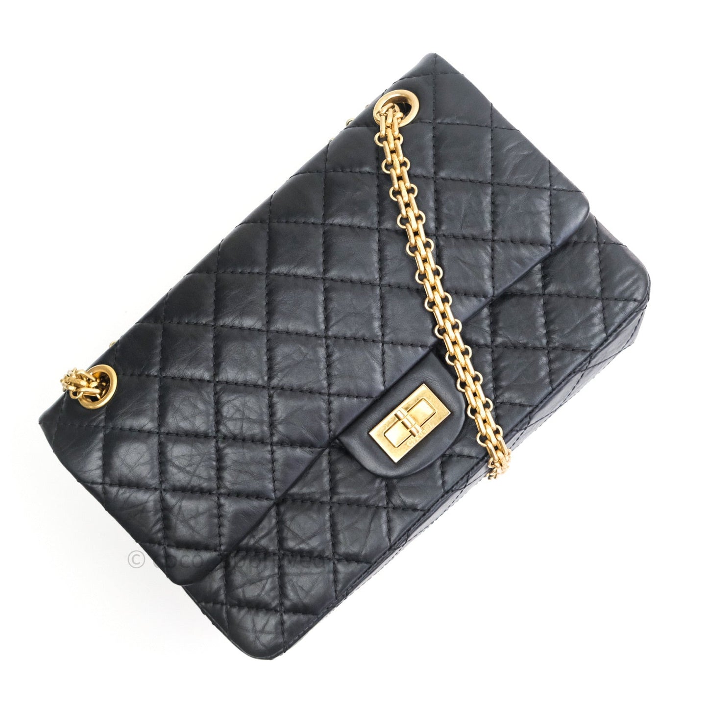 Chanel 2.55 Reissue Aged Calfskin 225 Flap Black Gold Hardware