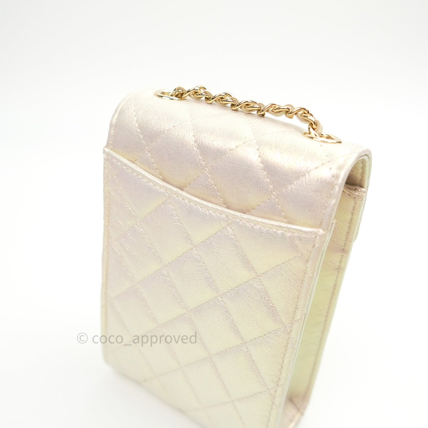 Chanel Classic Ivory Iridescent Gold Hardware Phone Holder