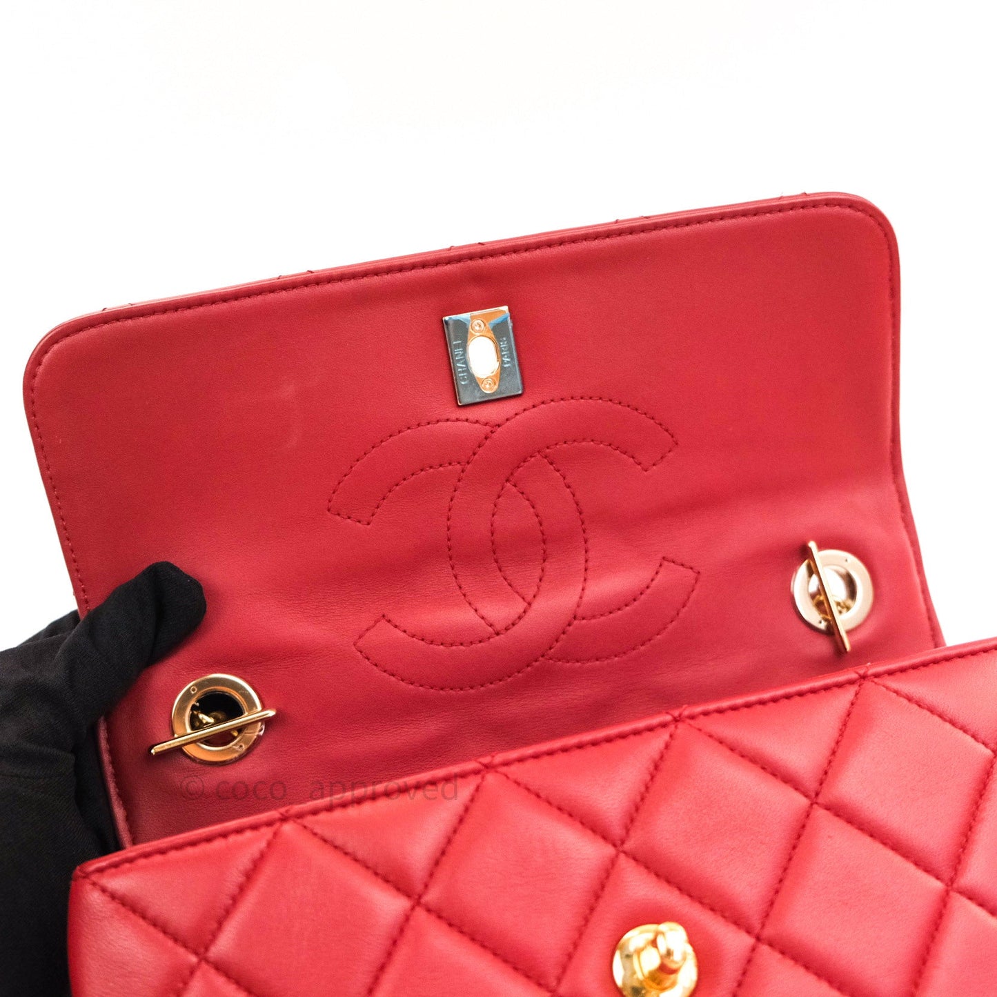Chanel Quilted Small Trendy CC Flap Bag Red Lambskin Gold Hardware