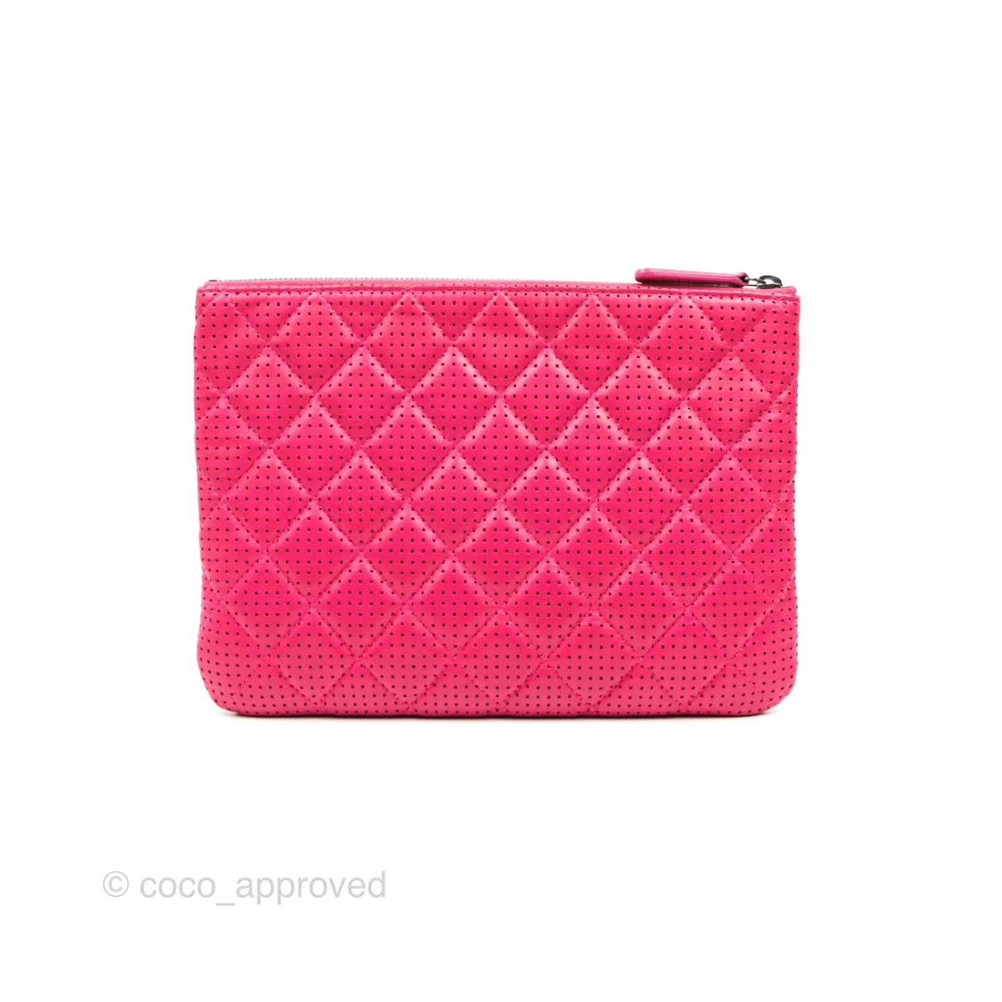 Chanel Quilted O Case Dark Pink Lambskin Gun Metal