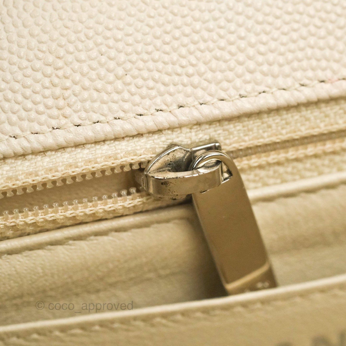 Chanel Quilted Mini Rectangular Ivory Caviar Silver Hardware