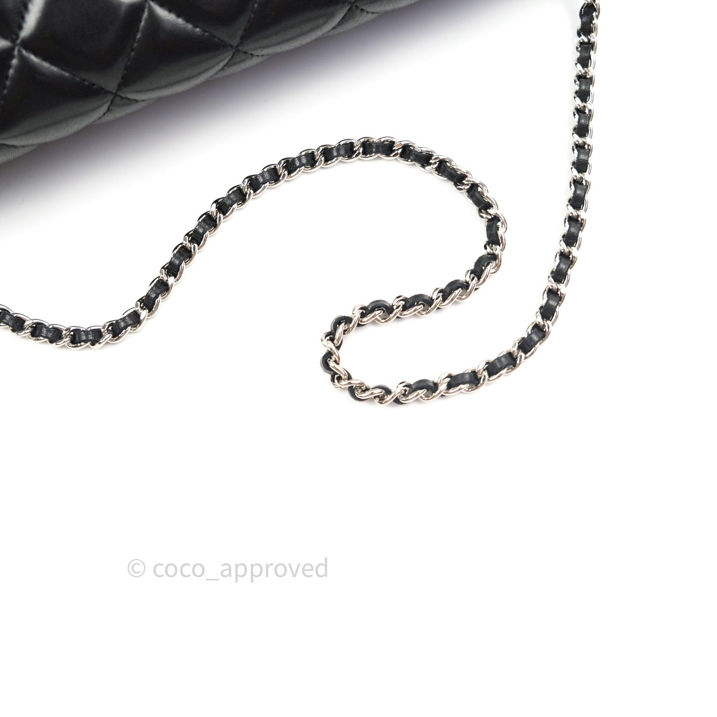 Chanel Quilted Clutch with Chain Black Lambskin Silver Hardware