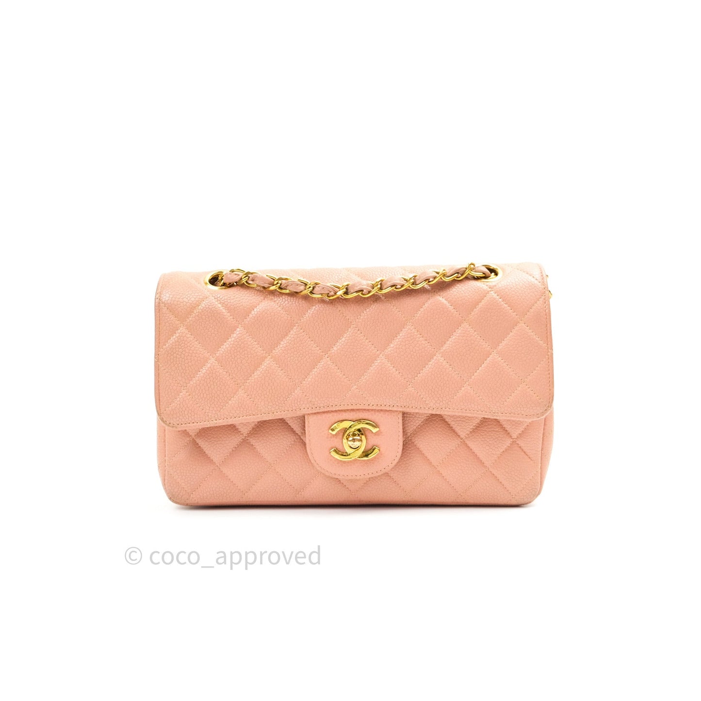 Chanel Vintage Classic Double Flap S/M Small Peach Beige 24K Gold Hardware