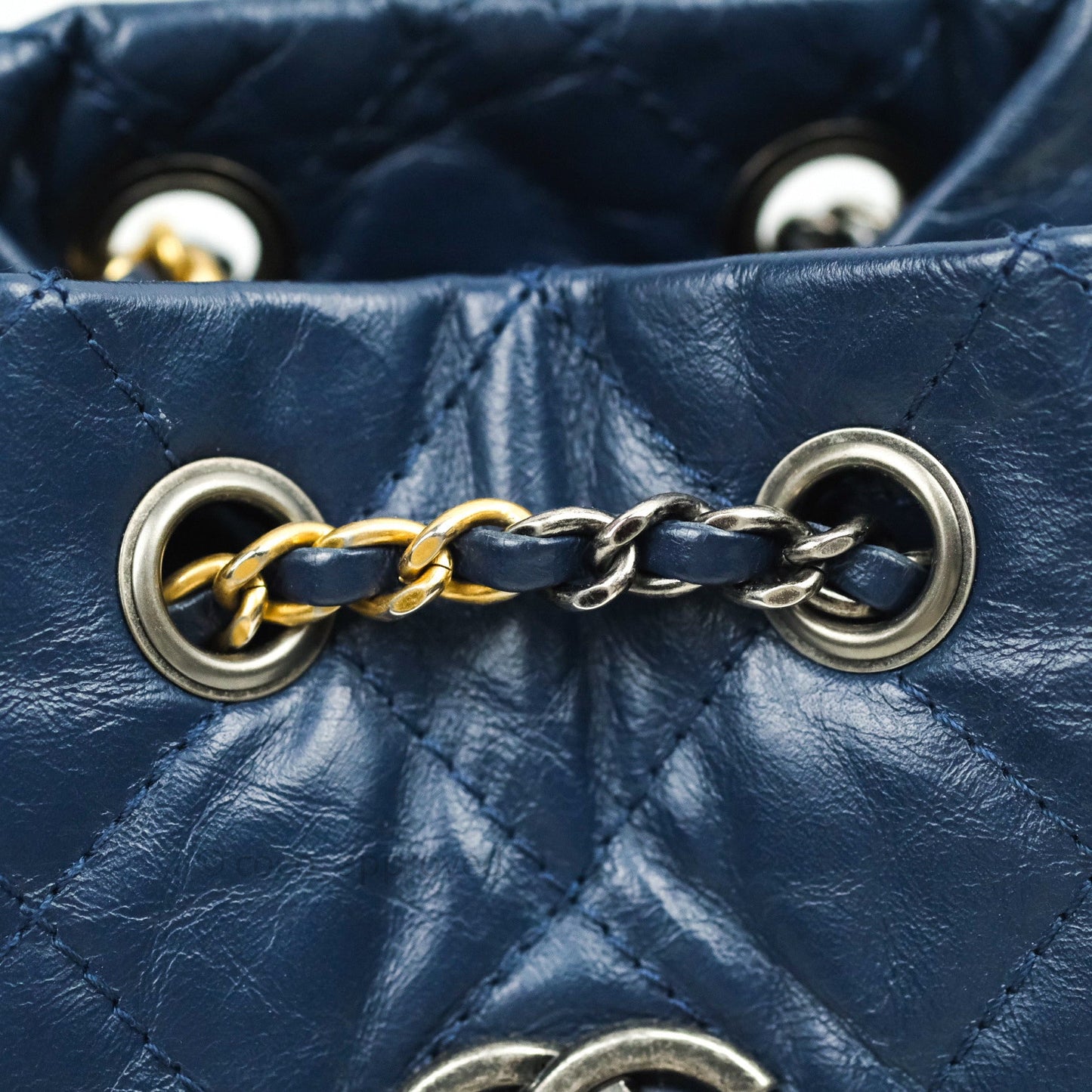 Chanel Gabrielle Backpack Black Aged Calfskin Small Navy Black