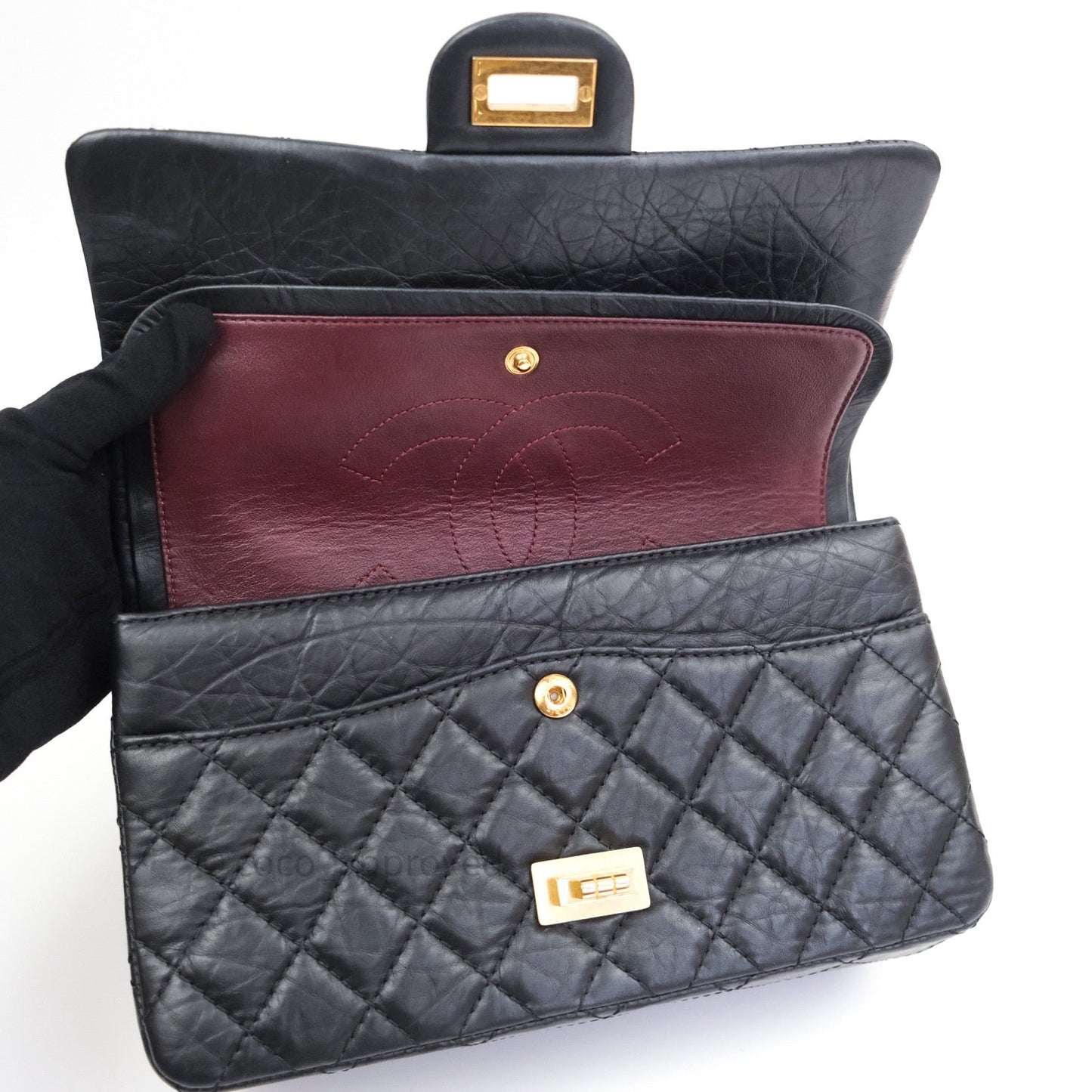 Chanel 2.55 Reissue Aged Calfskin 225 Flap Black Gold Hardware