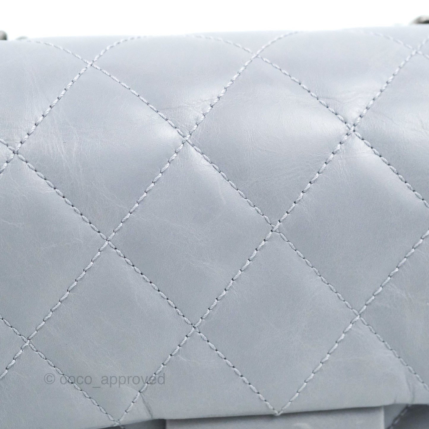 Chanel Medium Easy Flap Bag Light Grey Blue Aged Calfskin Ruthenium Hardware