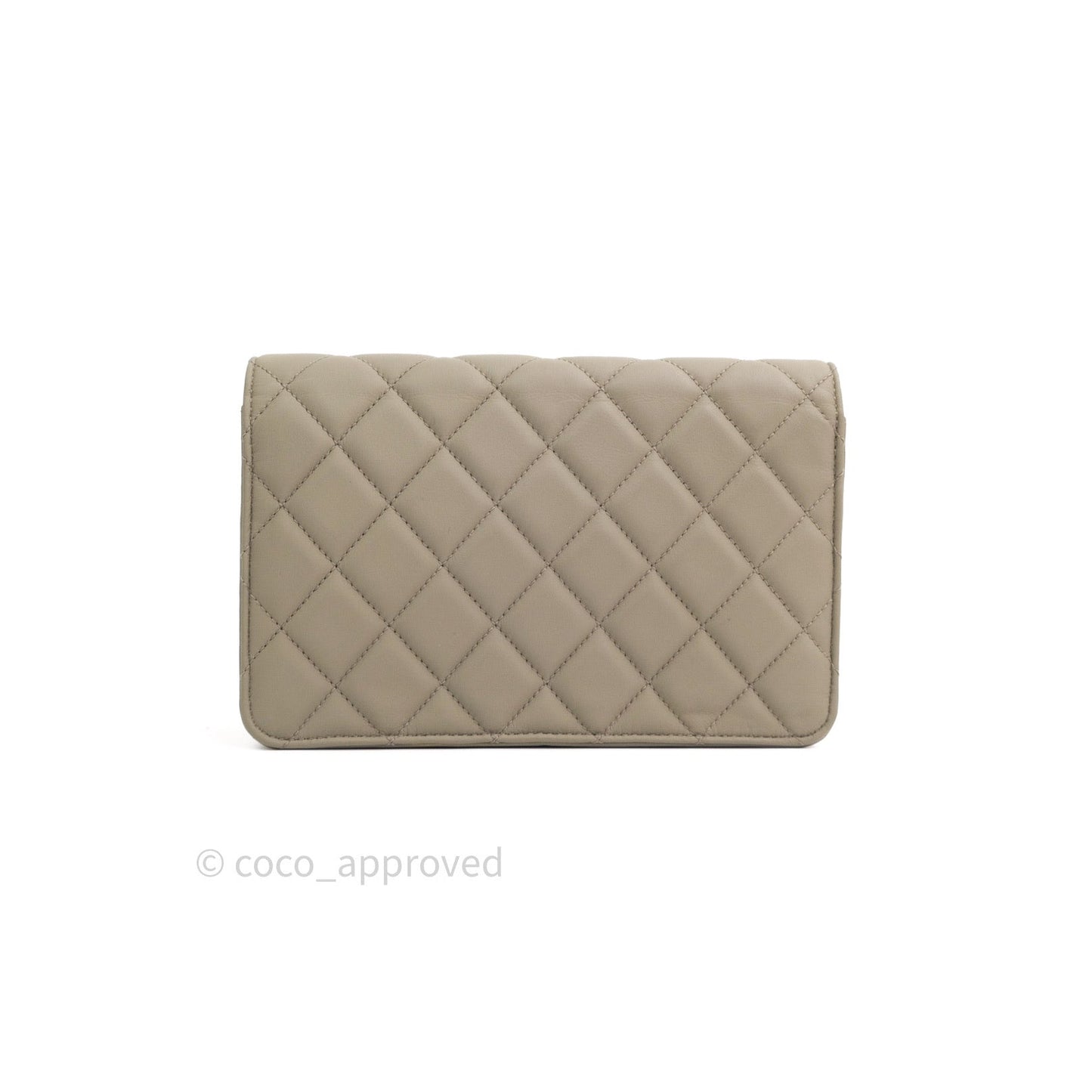 Chanel Quilted Wallet on Chain WOC Grey Calfskin Matte Grey Hardware