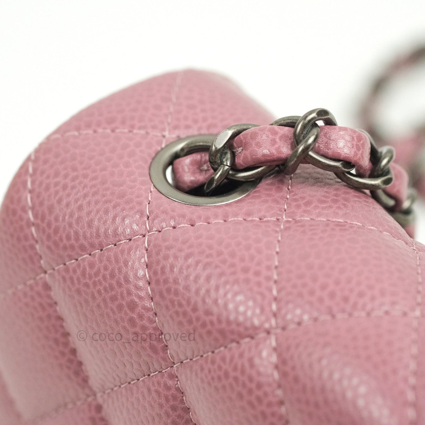 Chanel Quilted Mini Rectangular Mauve Pink Caviar Ruthenium Hardware