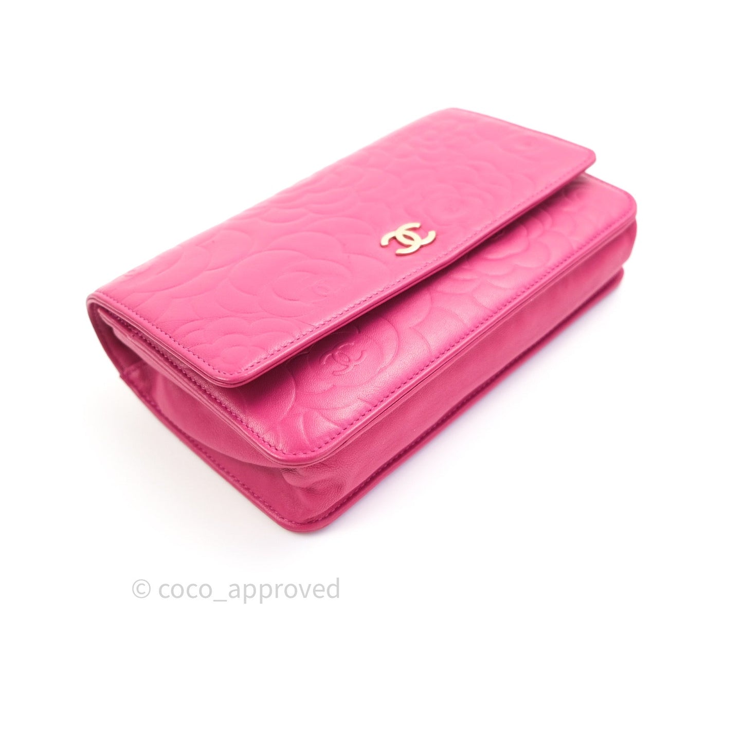 Chanel Camellia Wallet on Chain WOC Pink Lambskin Gold Hardware