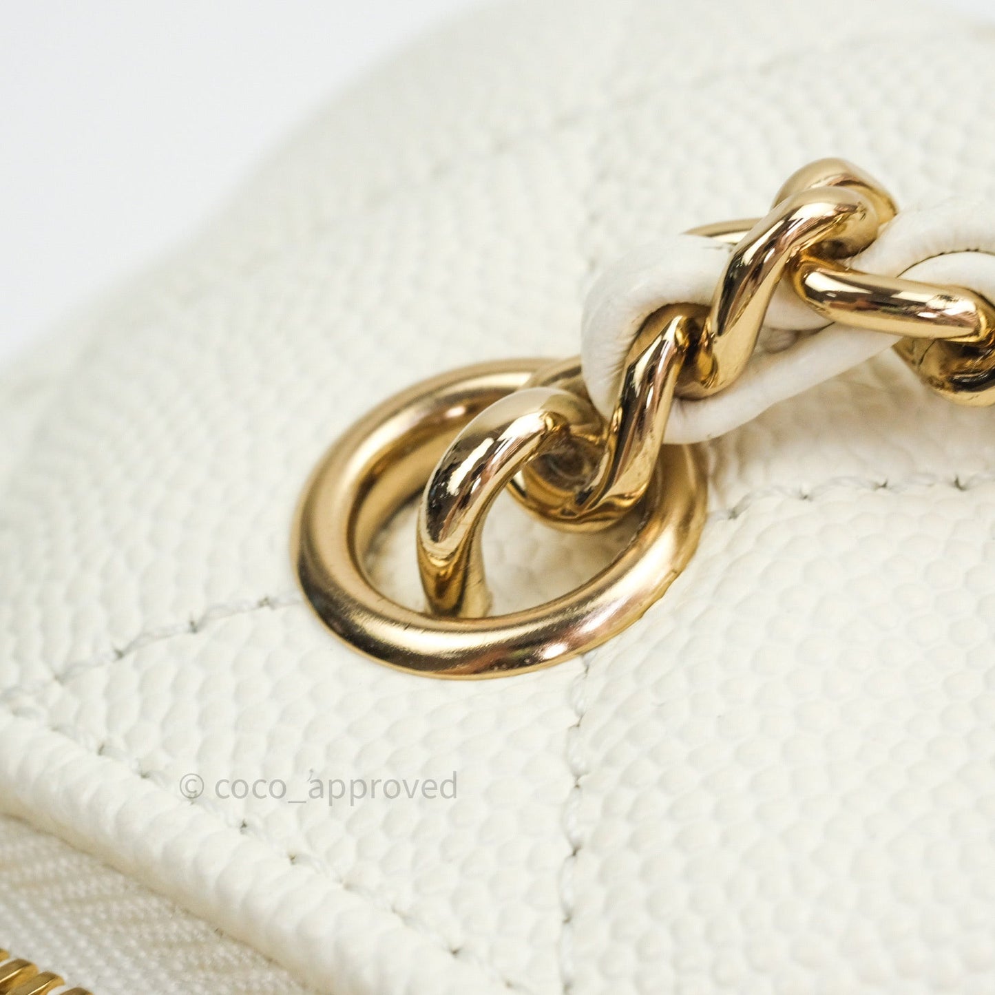 Chanel Quilted Small CC Day Backpack Ivory Caviar Light Gold Hardware