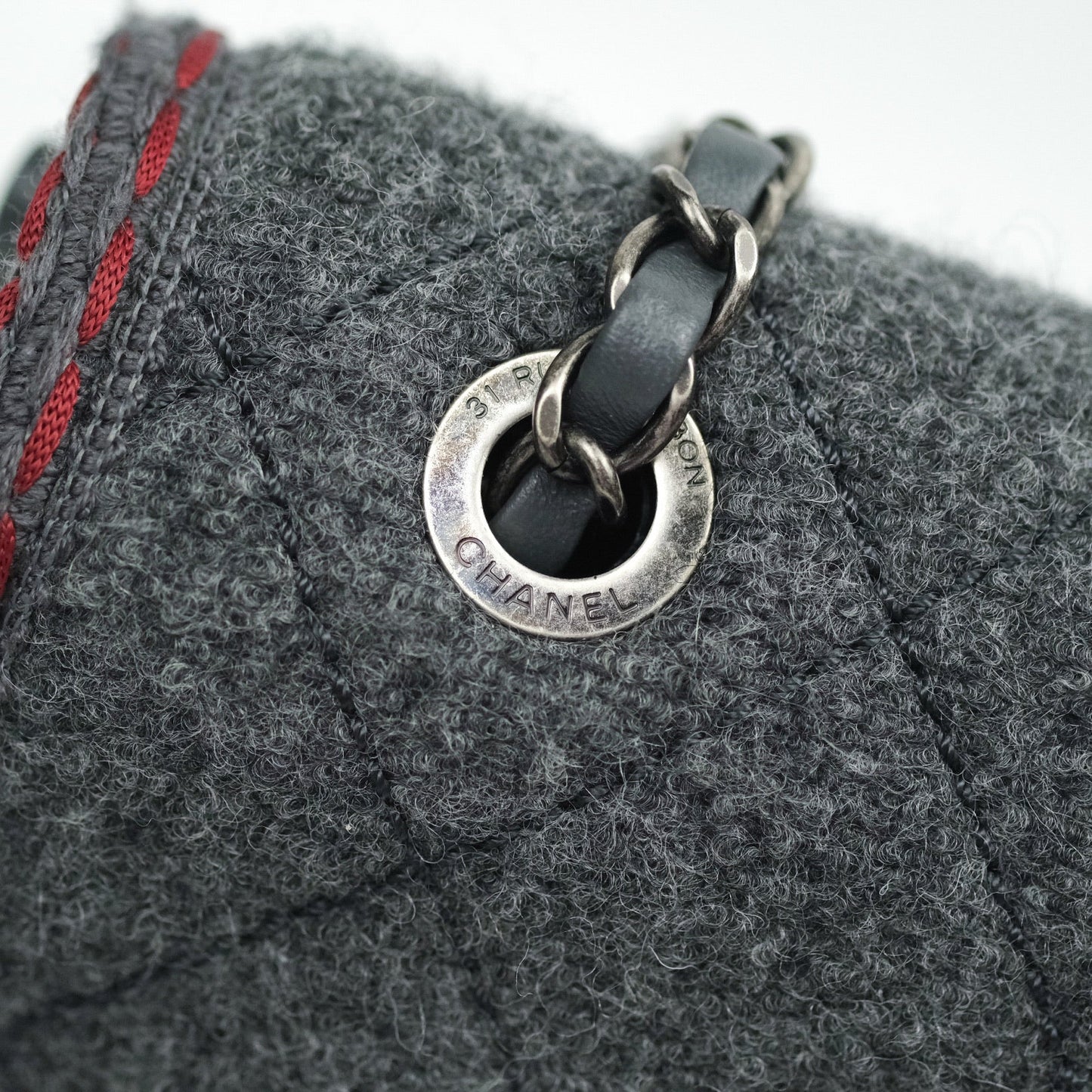Chanel Jumbo Wool Flap Bag with Braid And Edelweiss in Grey