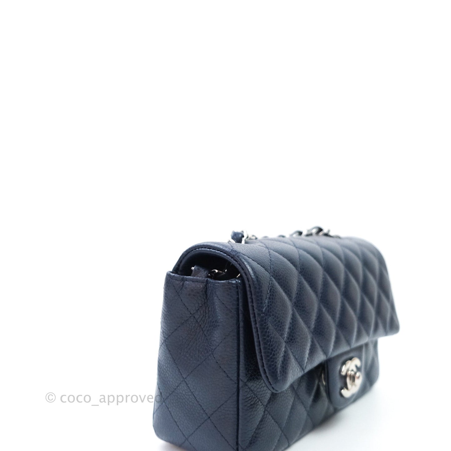Chanel Quilted Mini Rectangular Navy Caviar Silver Hardware