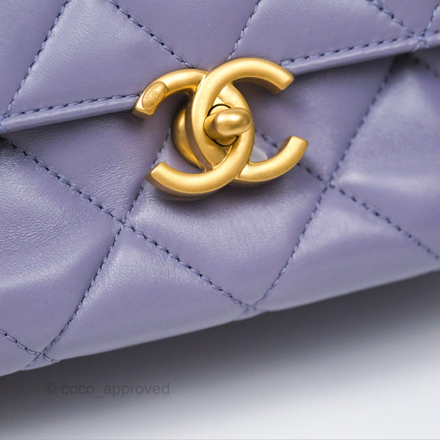 Chanel Crystal Pearl Chain Mini Flap Bag Purple Lambskin Aged Gold Hardware