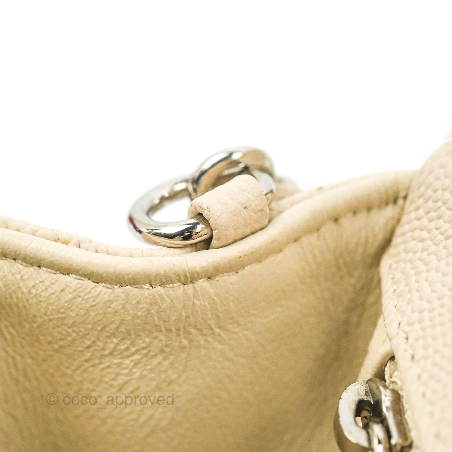 Chanel Quilted Mini Rectangular Ivory Caviar Silver Hardware