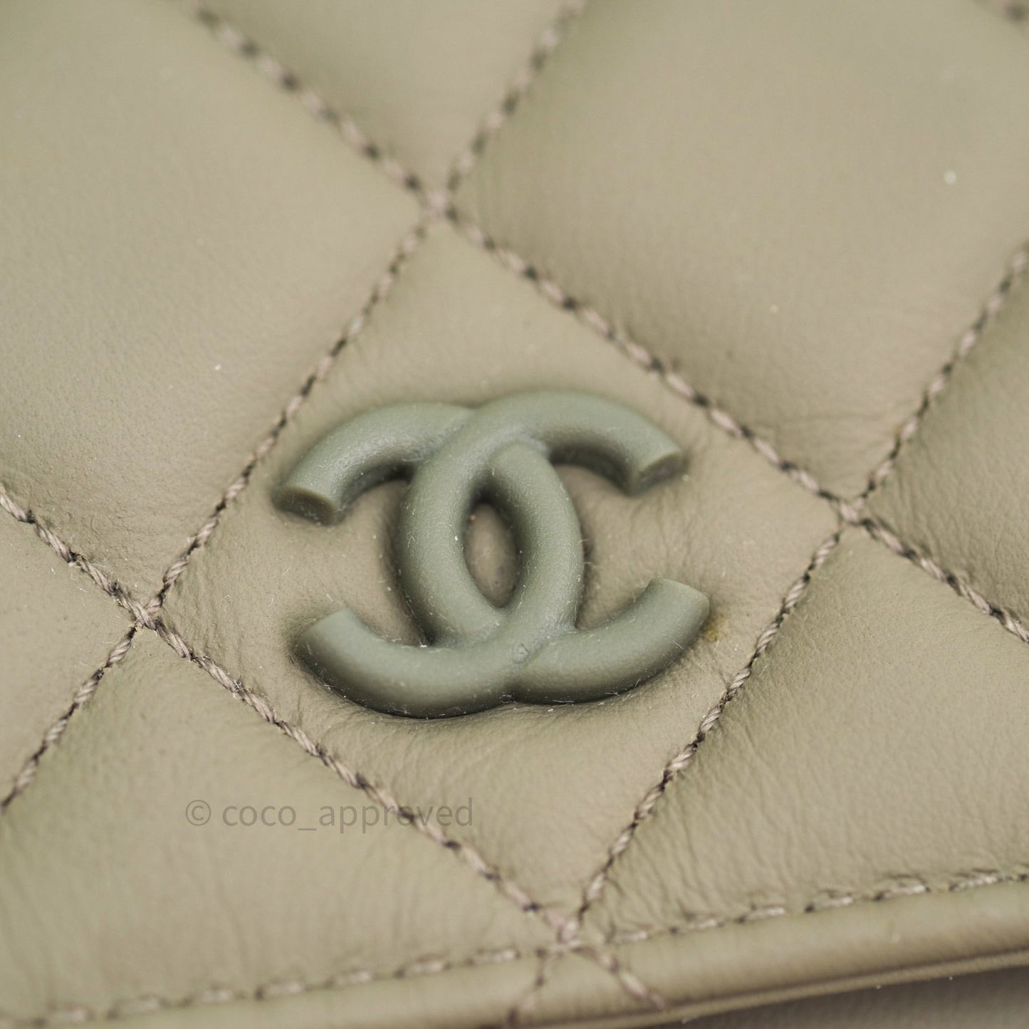 Chanel Quilted Wallet on Chain WOC Grey Calfskin Matte Grey Hardware