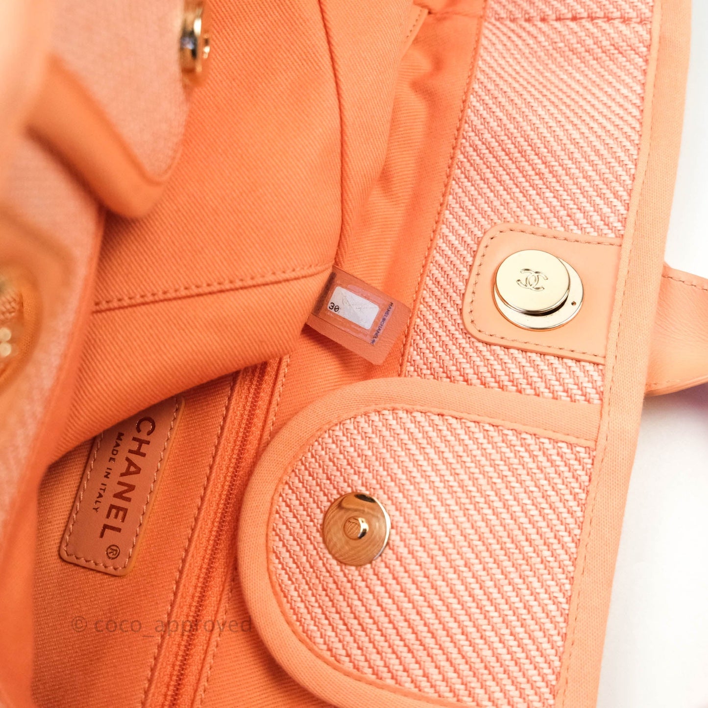 Chanel Large Deauville Coral Canvas