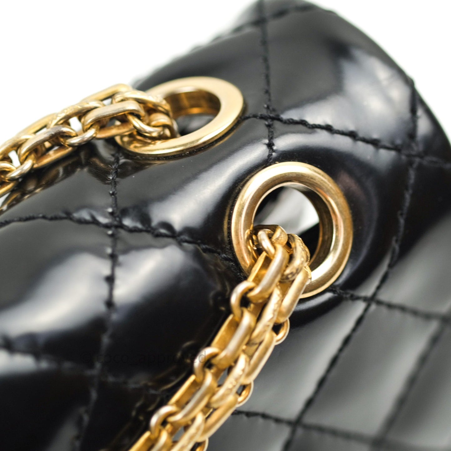 Chanel Quilted Accordion Reissue Black Patent Leather Gold Hardware 2.55 Flap