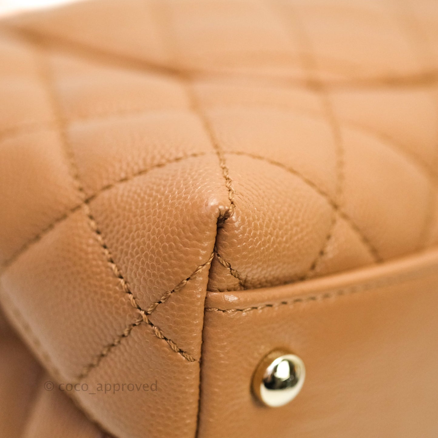 Chanel Mini Coco Handle Quilted Dark Beige Caviar Gold Hardware 21P