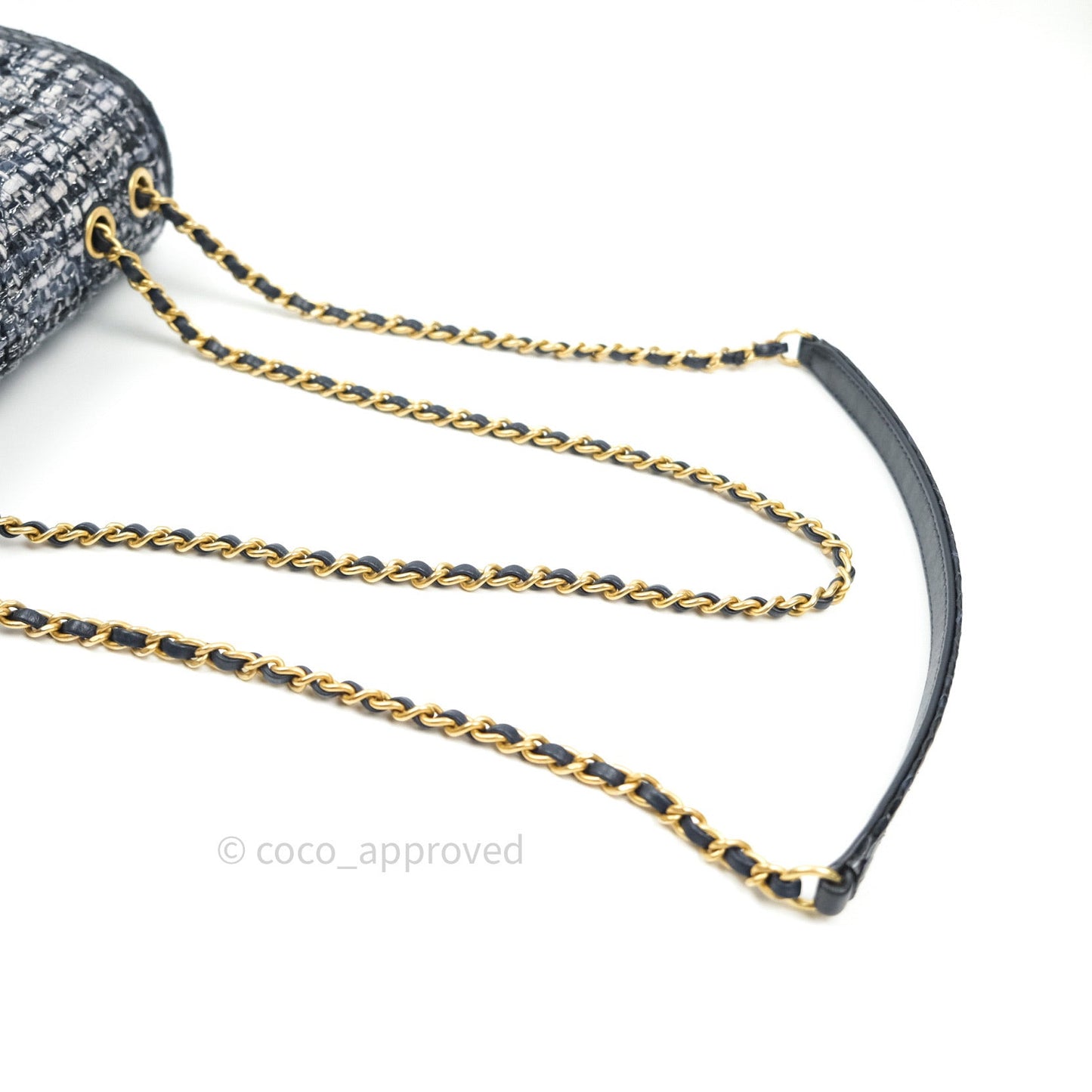 Chanel Quilted Small CC Filigree Flap Blue Tweed With Python 18S
