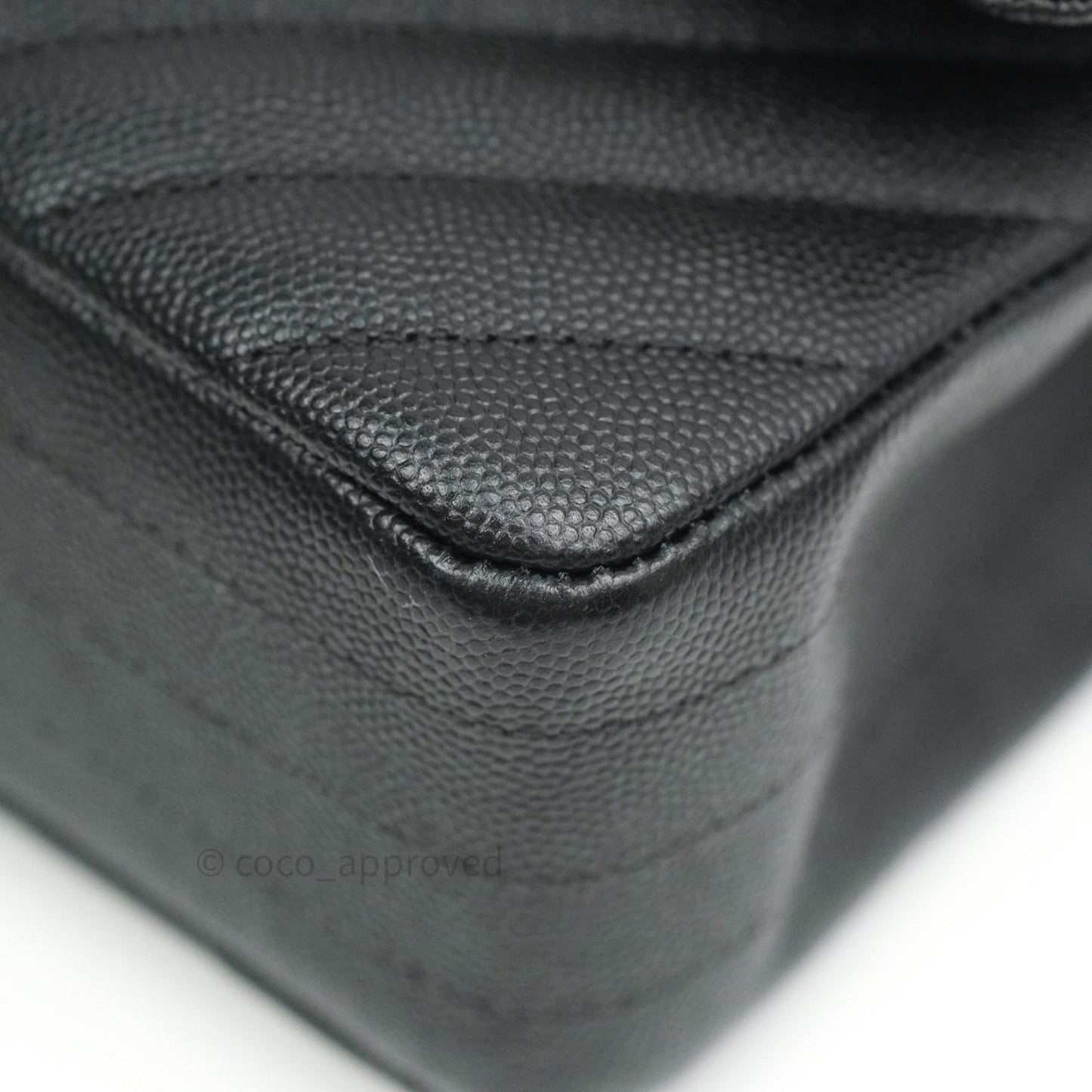 Chanel Classic M/L Chevron Black Caviar Silver Hardware