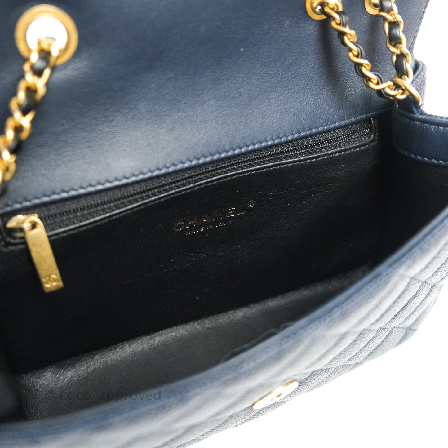 Chanel Quilted Small CC Filigree Flap Navy Caviar