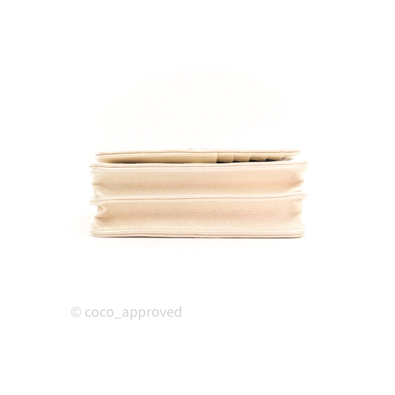 Chanel Quilted Mini Wallet on Chain WOC Iridescent Ivory Gold Hardware 20A