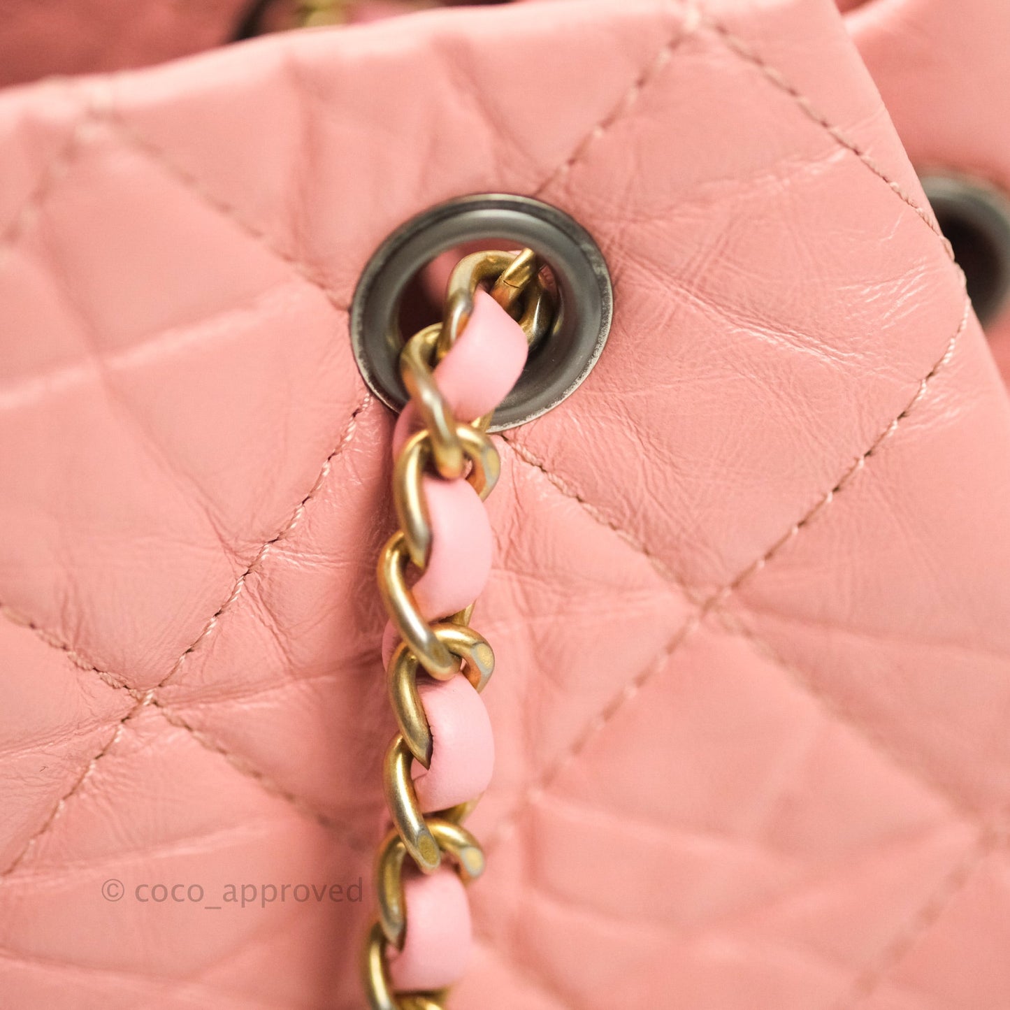 Chanel Gabrielle Backpack Pink Aged Calfskin Small Black