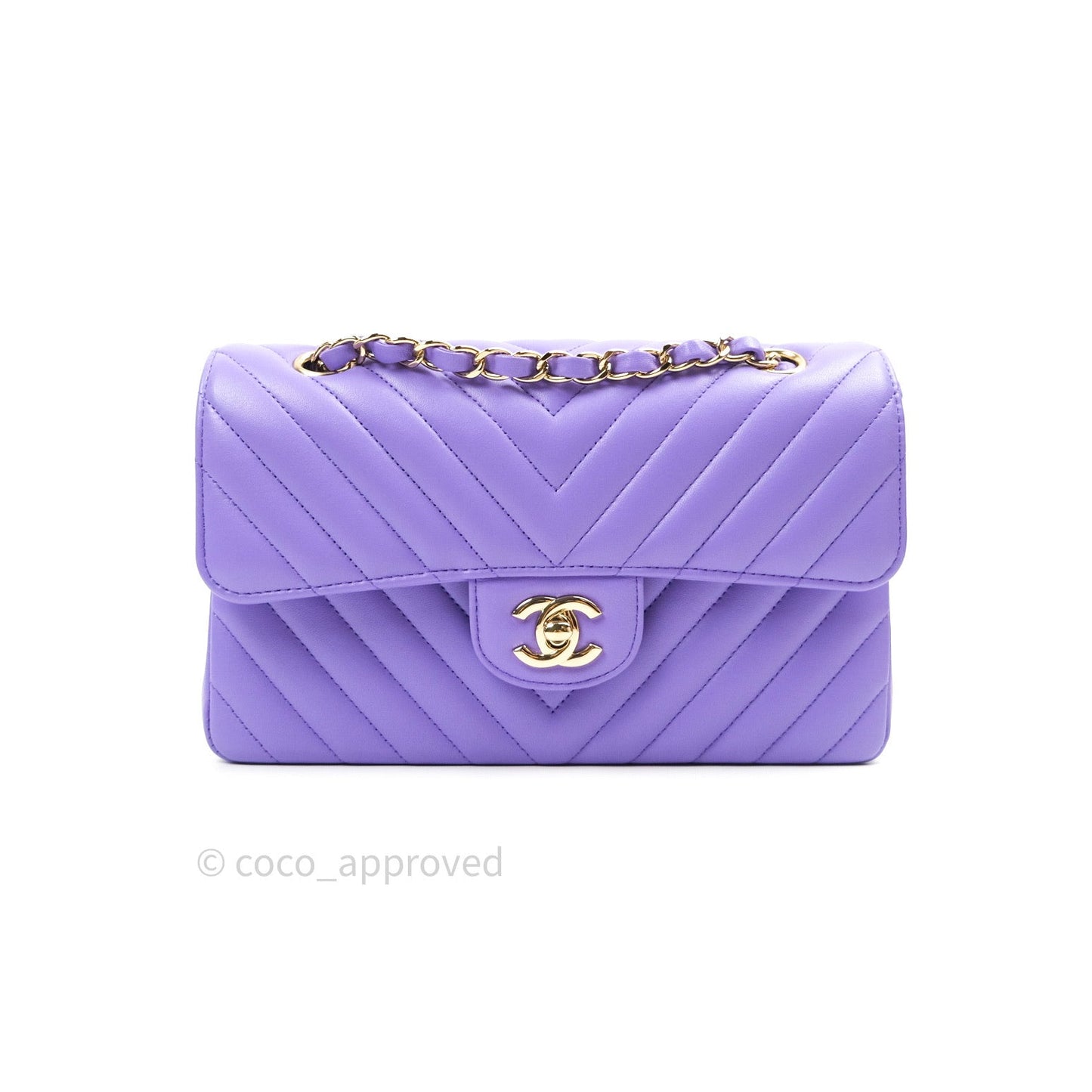 Chanel Classic Small S/M Flap Purple Lambskin Light Gold Hardware