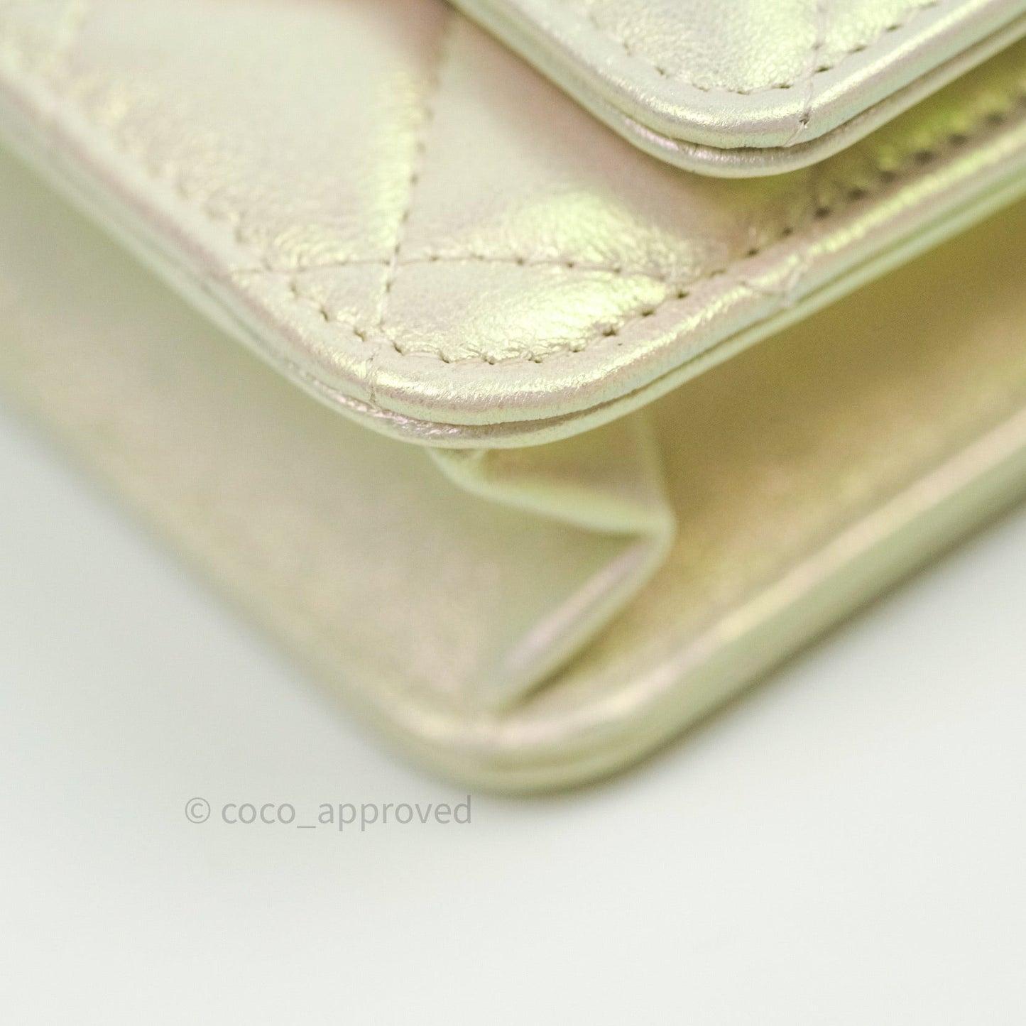Chanel Quilted Wallet on Chain WOC Iridescent Ivory Gold Hardware 20A