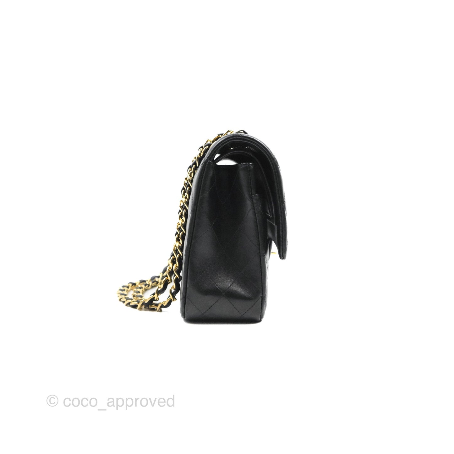 Chanel Classic M/L Medium Flap Quilted Black Lambskin Gold Hardware