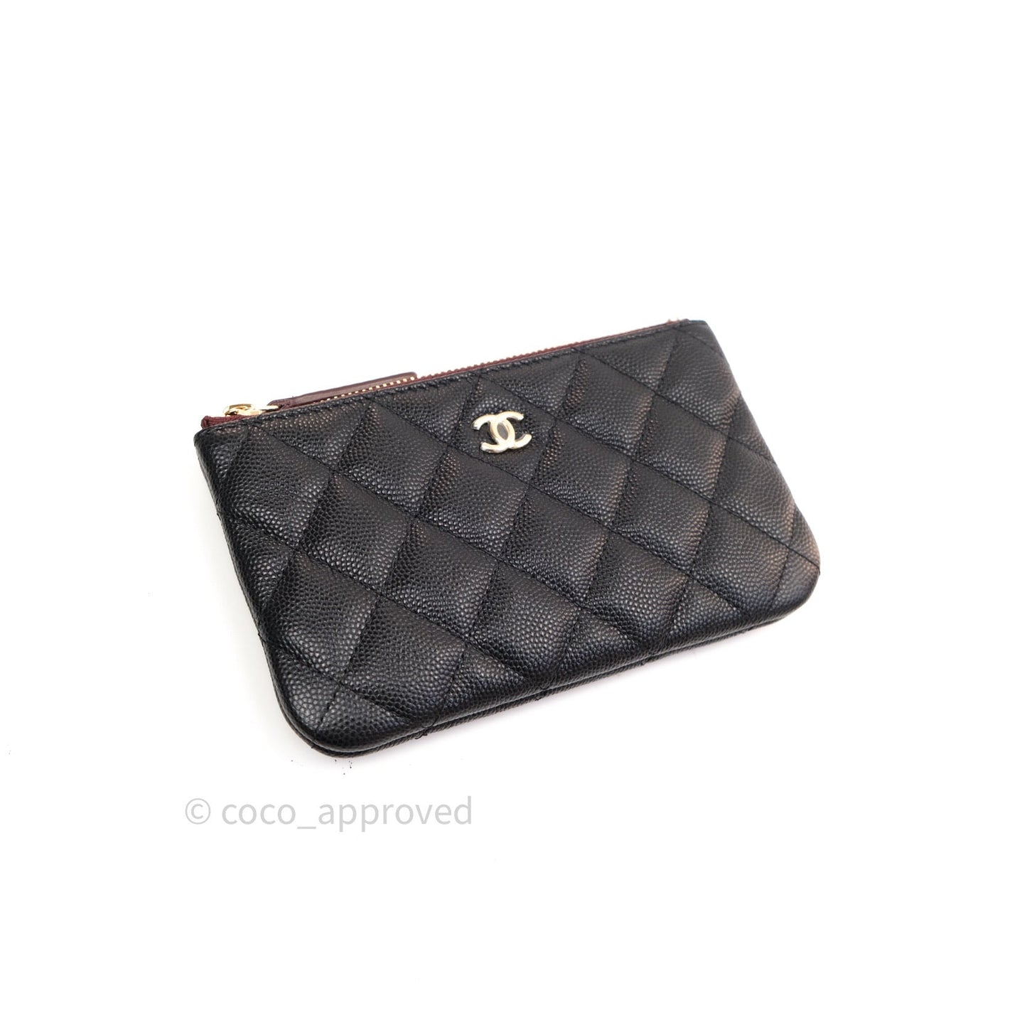 Chanel Quilted Mini O Case Black Caviar Gold Hardware