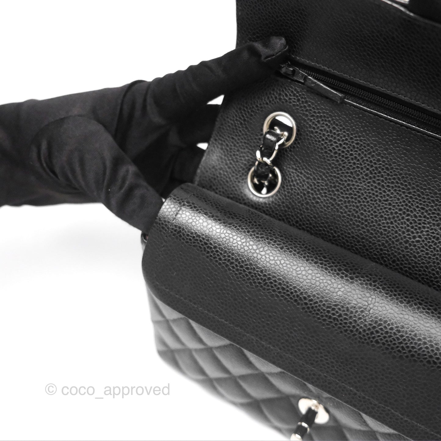 Chanel Small Classic Flap Quilted Black Caviar Silver Hardware