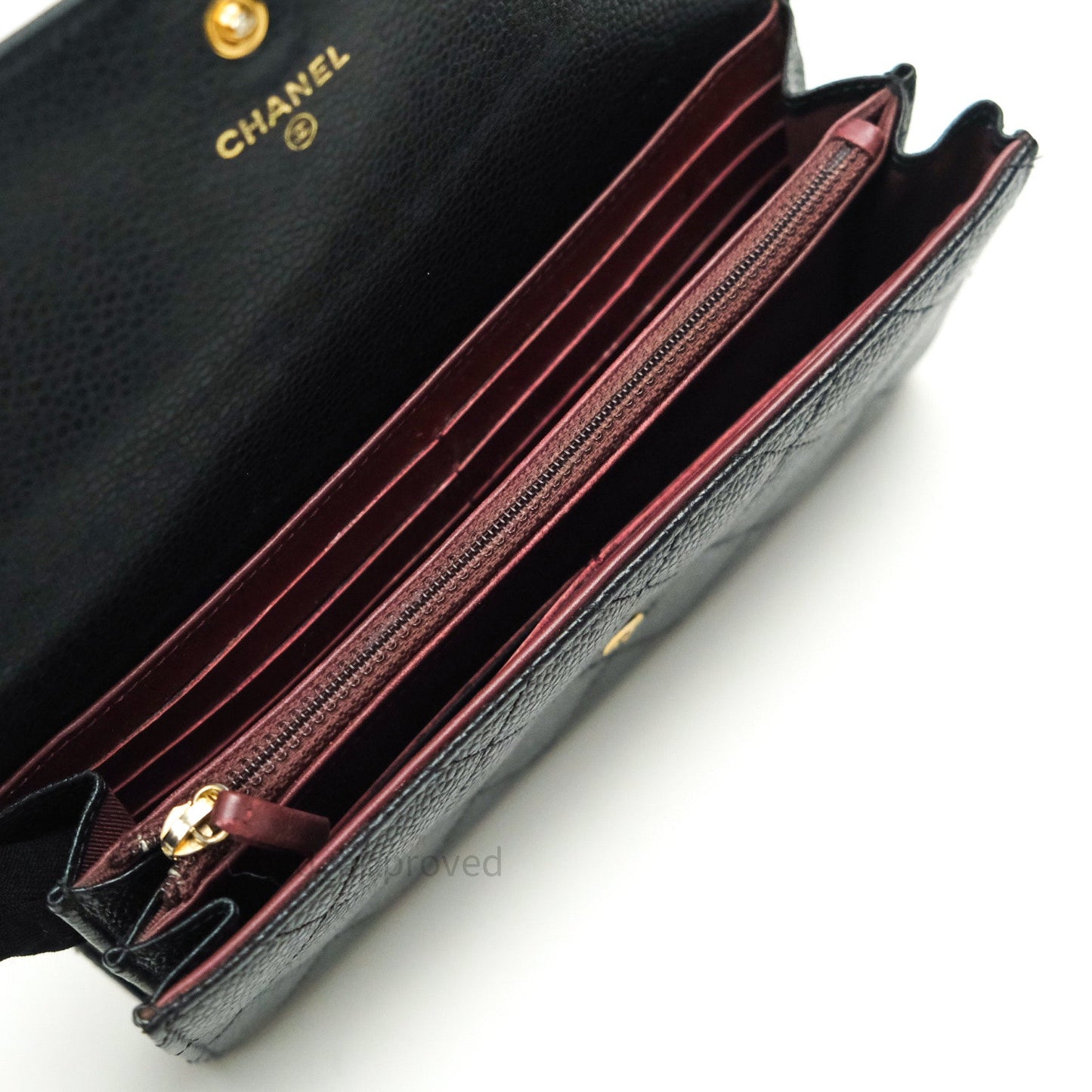 Chanel Long Wallet Black Caviar Gold Hardware