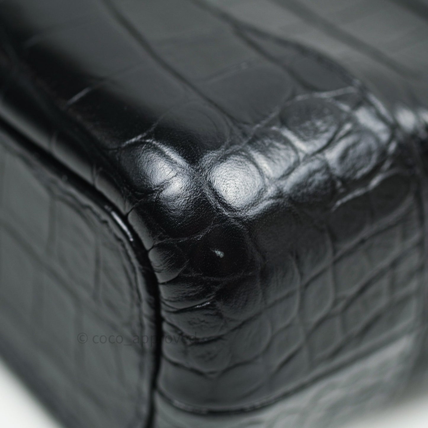 Chanel Crocodile Embossed Calfskin Small Gabrielle Cocodile Hobo Black