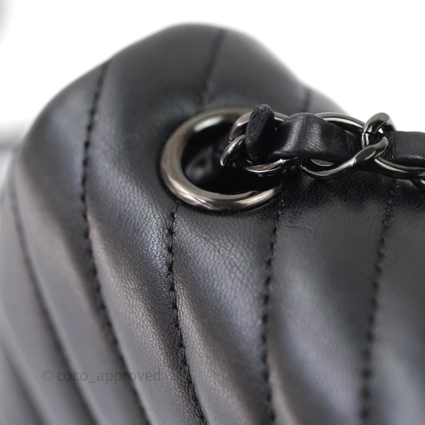 Chanel Quilted Mini Rectangular Black Chevron Lambskin So Black Hardware
