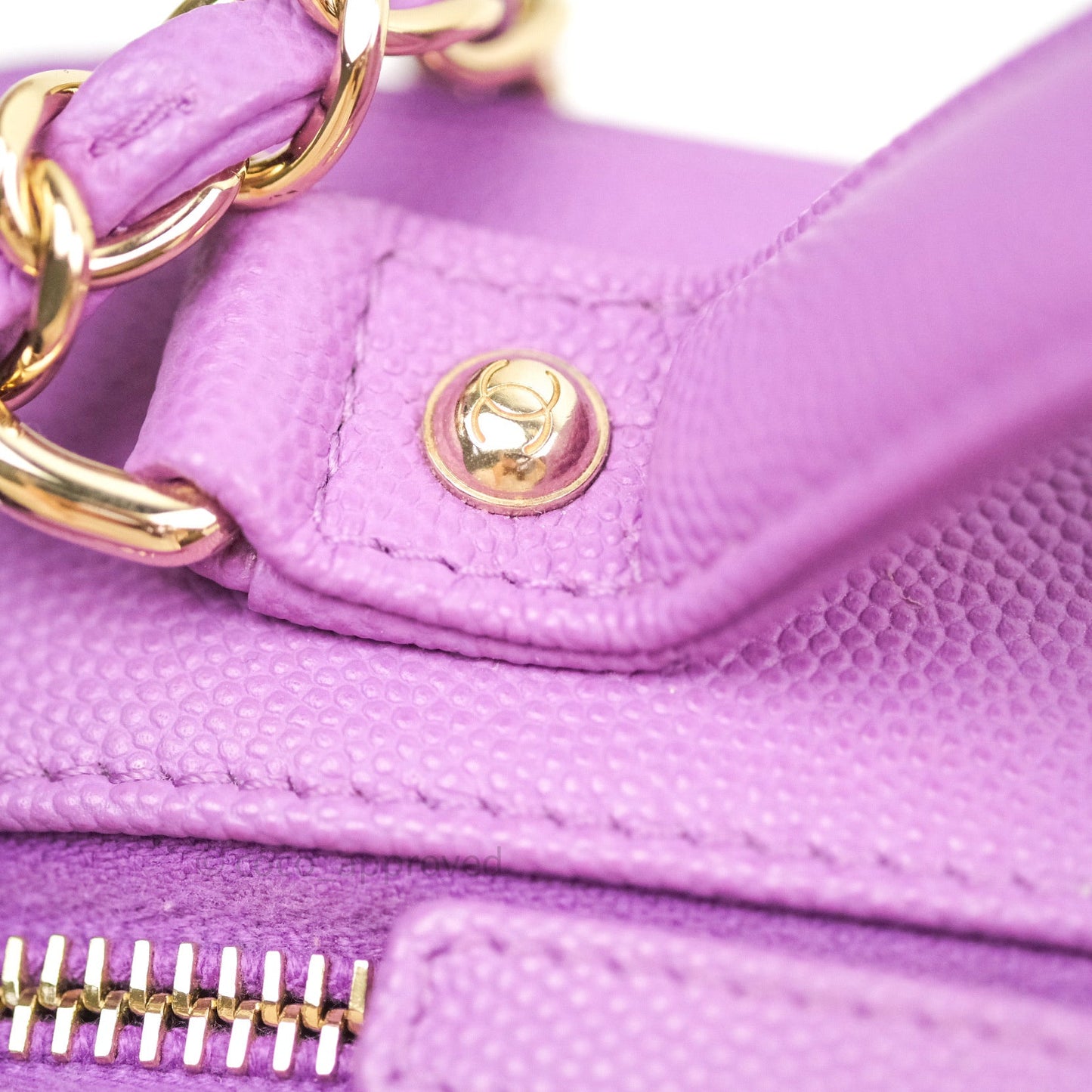 Chanel Quilted Medium CC Filigree Vanity Case Purple Caviar Gold Hardware